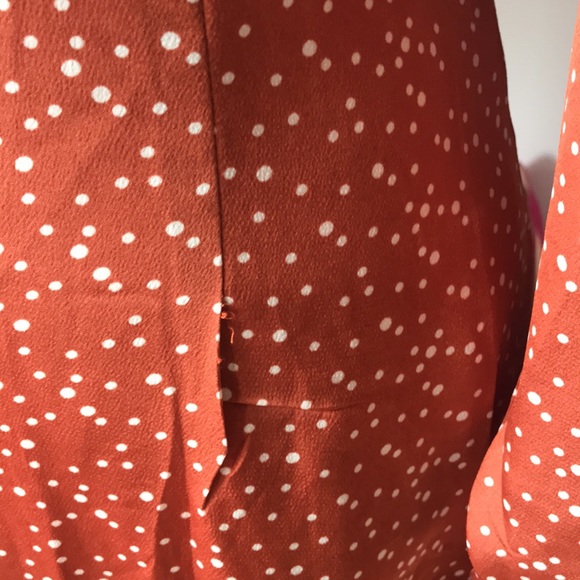 Missguided orange polka dot satin long sleeve dress size 8 - Picture 5 of 7